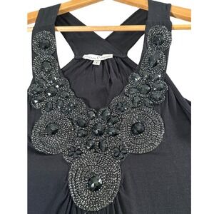 MOA MOA Black Embellished Neckline Maxi Dress S Goth  Chic